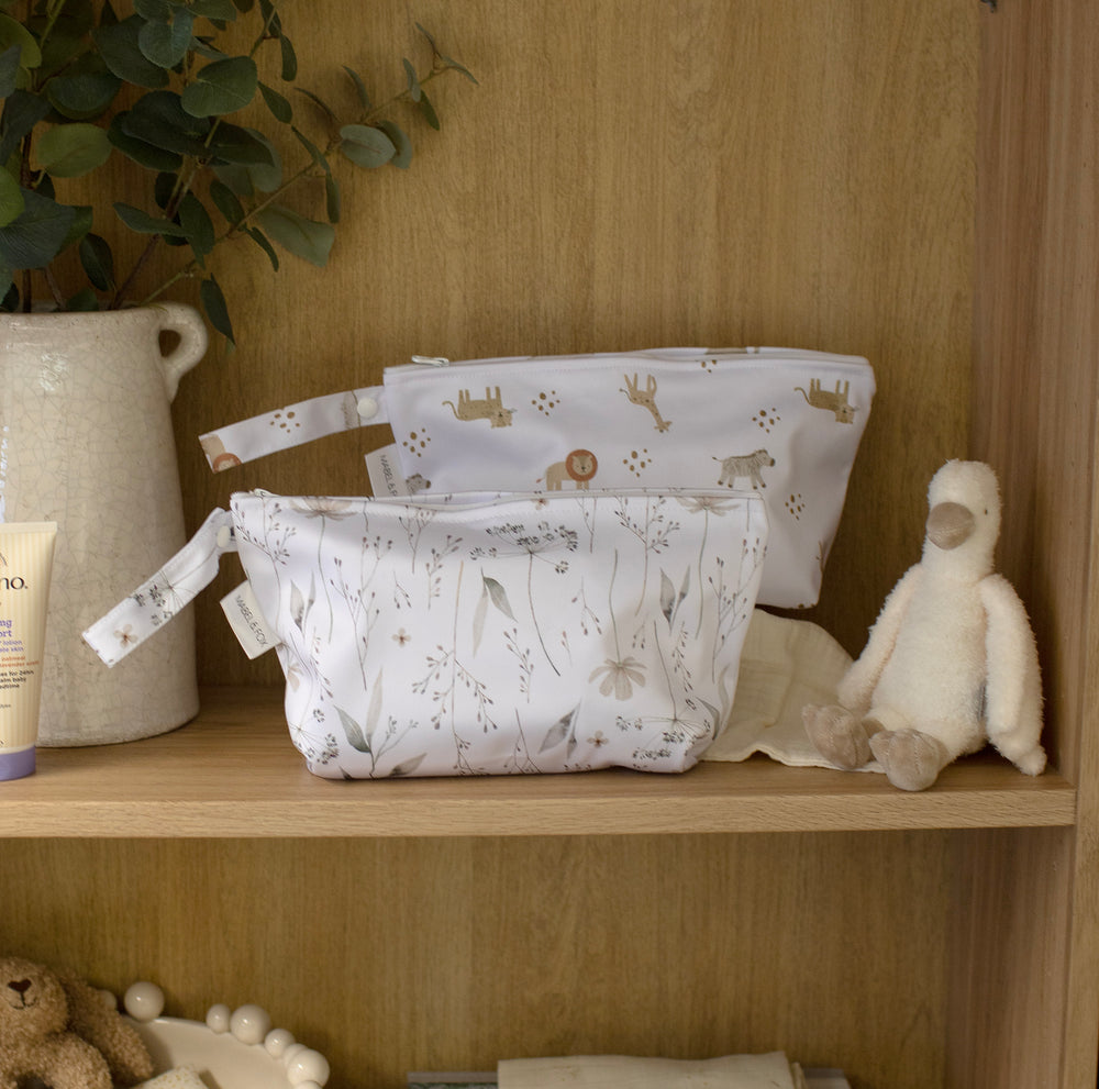 Mabel & Fox - 2 Pcs Wet Bag Set - Boho Safari & Natural Wildflower - Mabel & Fox