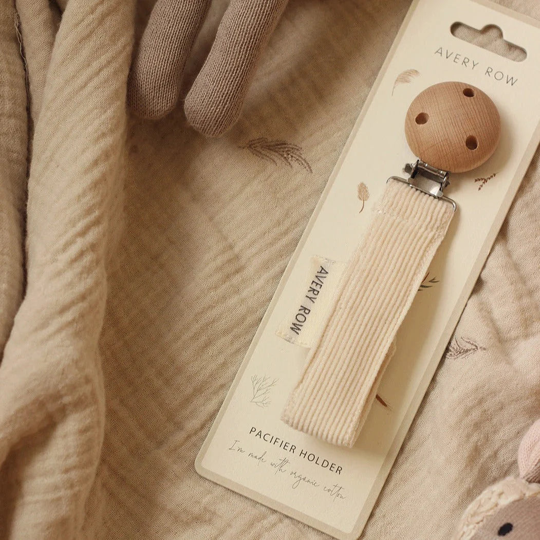 Avery Row - Pacifier Holder - Corduroy Cream