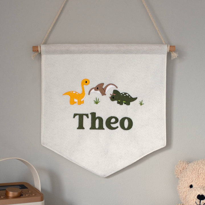 Mabel & Fox - Personalised Felt Flag - Dinosaur - Mabel & Fox