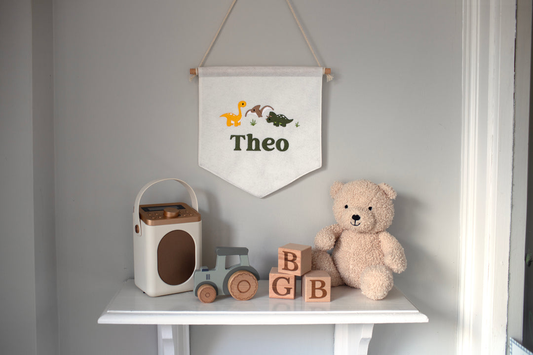 Mabel & Fox - Personalised Felt Flag - Dinosaur - Mabel & Fox