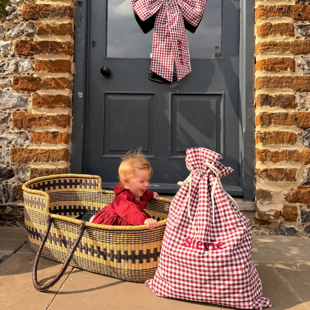 Mabel & Fox - Personalised Red Gingham Gift Sack - Embroidered