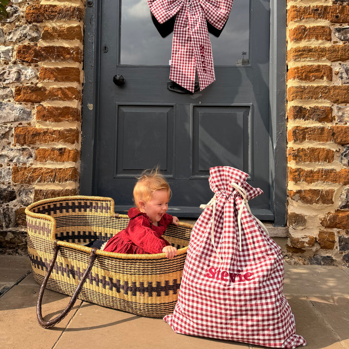 Mabel & Fox - Personalised Red Gingham Gift Sack - Embroidered