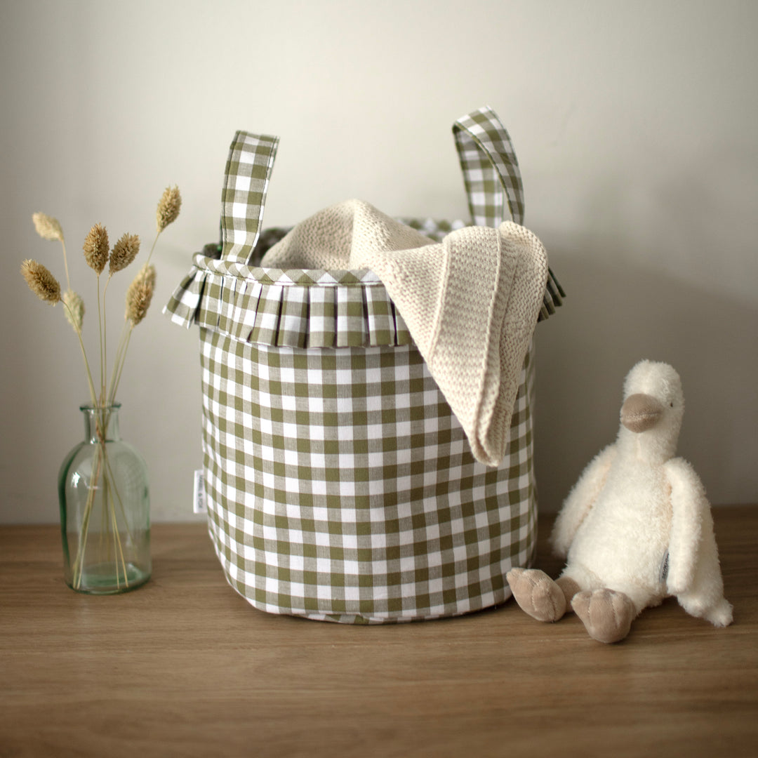 Mabel & Fox - Gingham Ruffle Basket - Green - Mabel & Fox