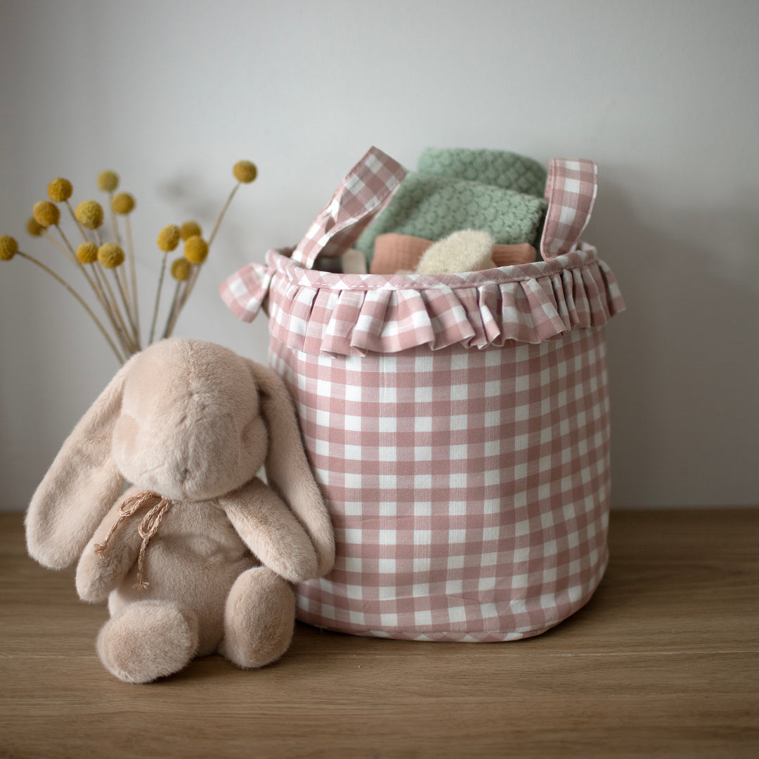Mabel & Fox - Gingham Ruffle Basket - Pink - Mabel & Fox