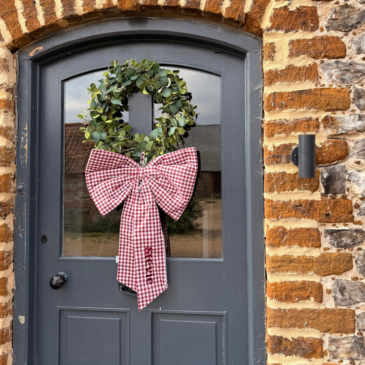 Mabel & Fox - Personalised Red Gingham Bow - Embroidered