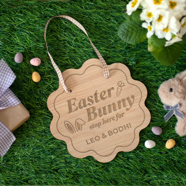 Mabel & Fox - Personalised Wooden Sign - Easter Bunny Stop Here - Mabel & Fox