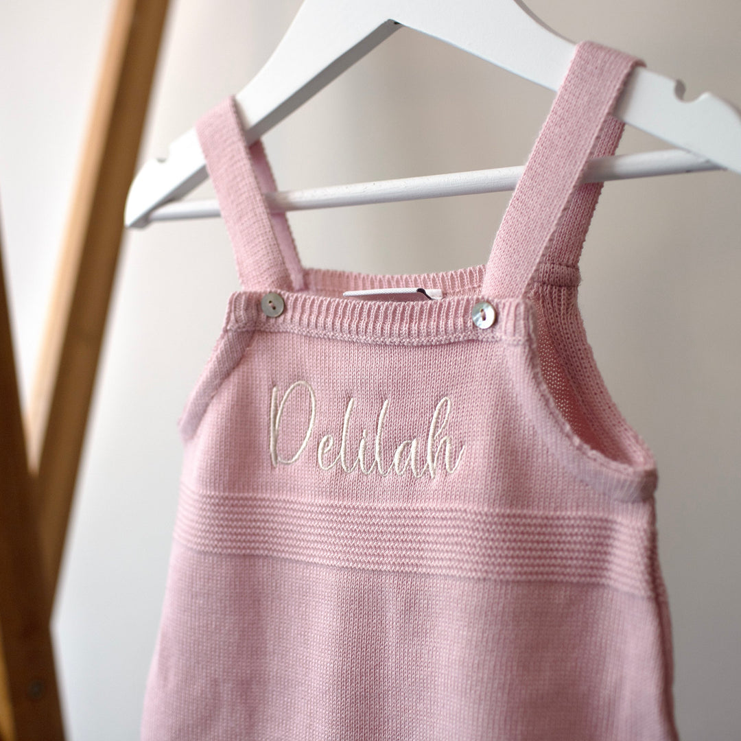 Mabel & Fox - Personalised Knitted Dungarees - Pink - Mabel & Fox