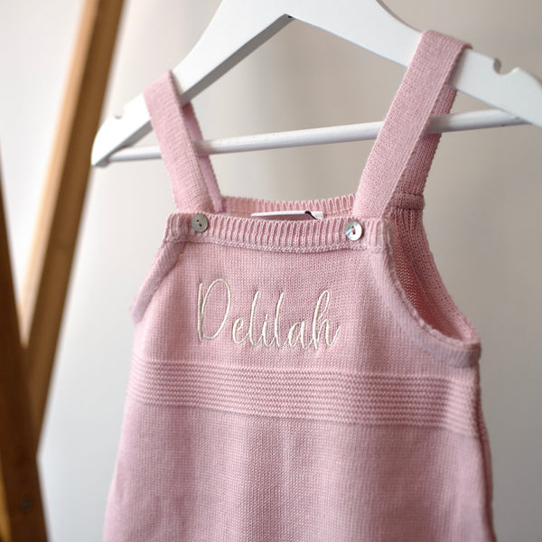 Mabel & Fox - Personalised Knitted Dungarees - Pink - Mabel & Fox