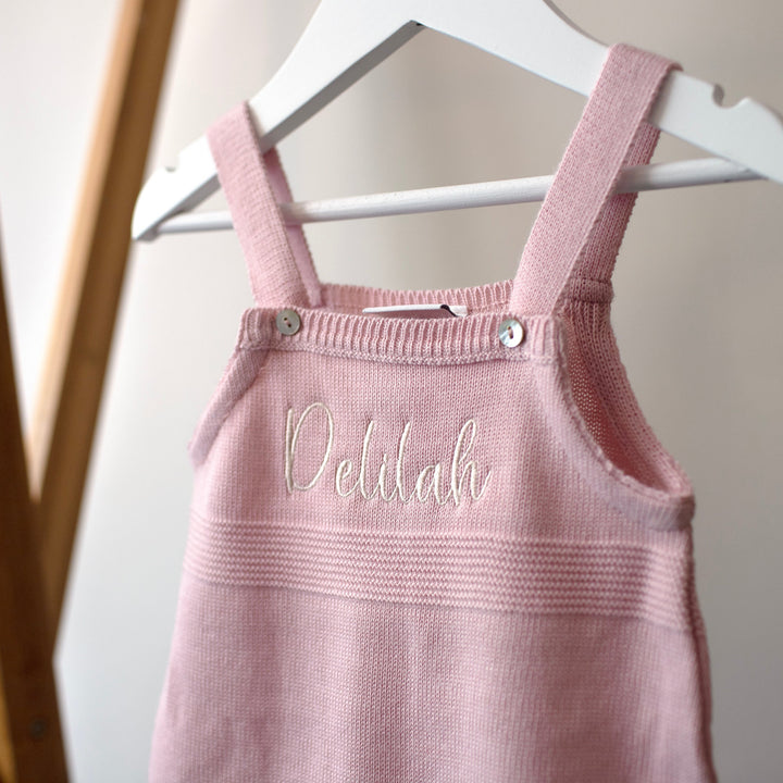 Mabel & Fox - Personalised Knitted Dungarees - Pink - Mabel & Fox