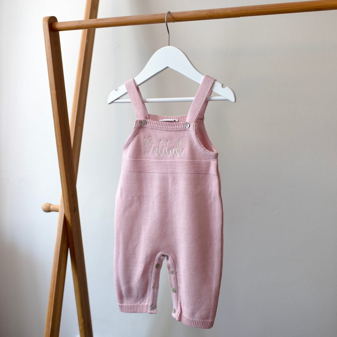 Mabel & Fox - Personalised Knitted Dungarees - Pink - Mabel & Fox