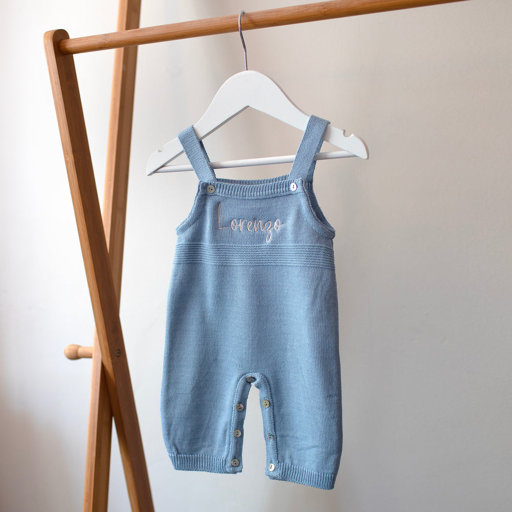 Mabel & Fox - Personalised Knitted Dungarees - Blue - Mabel & Fox