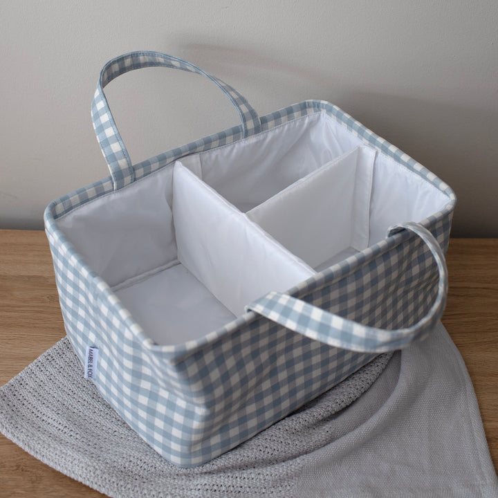 Mabel & Fox - Gingham Nappy Caddy - Blue