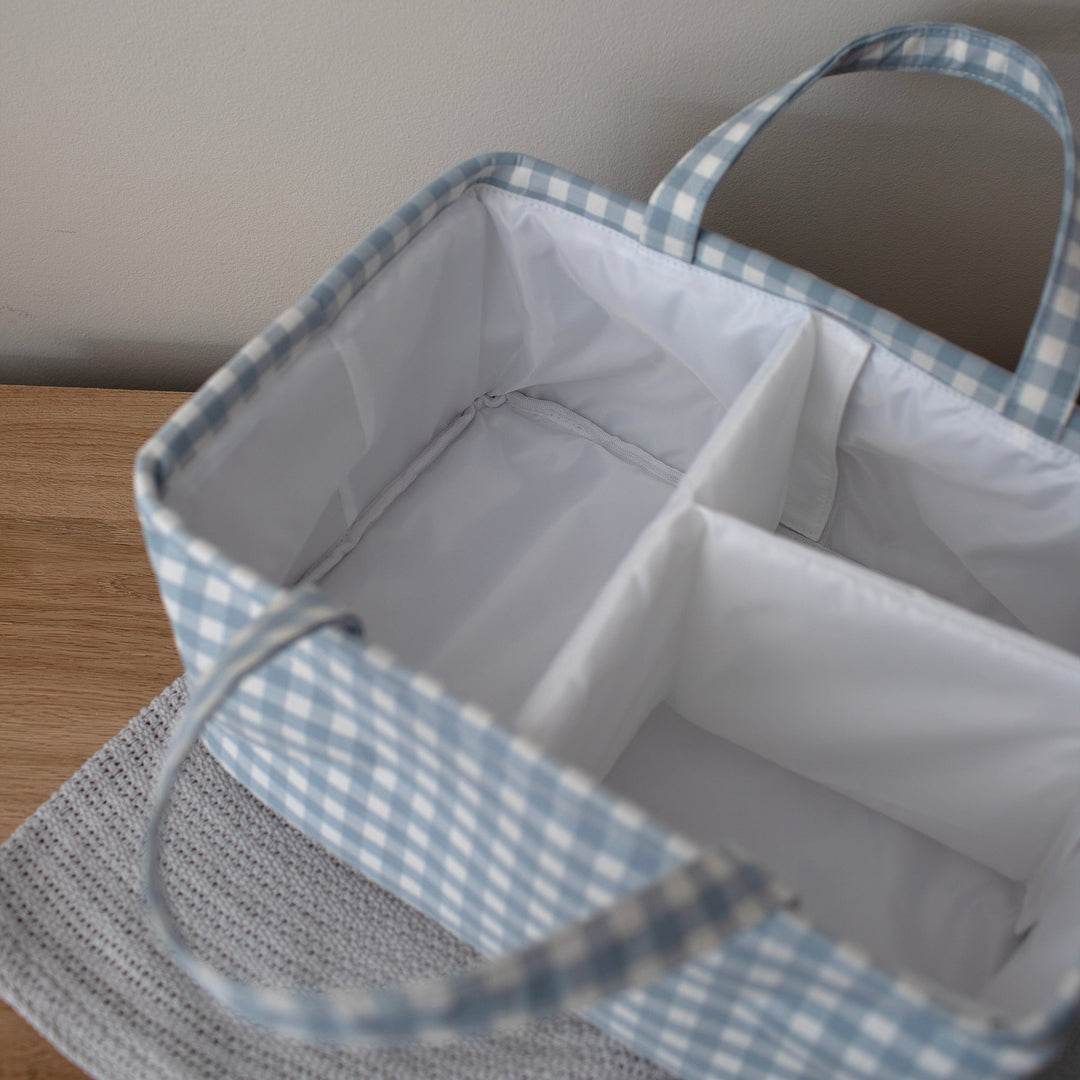 Mabel & Fox - Gingham Nappy Caddy - Blue