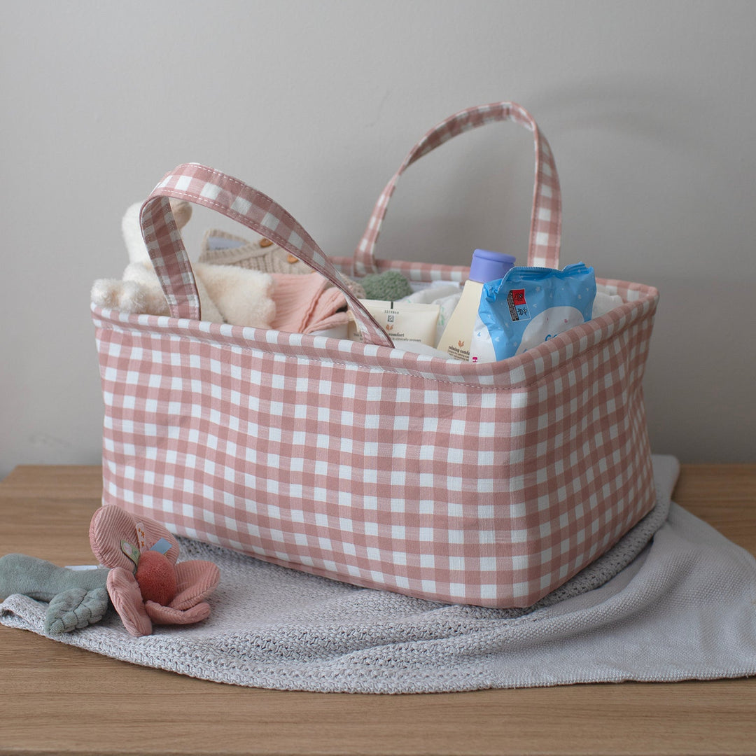 Mabel & Fox - Gingham Nappy Caddy - Pink