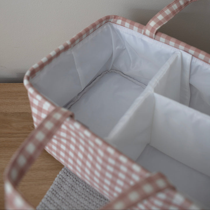 Mabel & Fox - Gingham Nappy Caddy - Pink