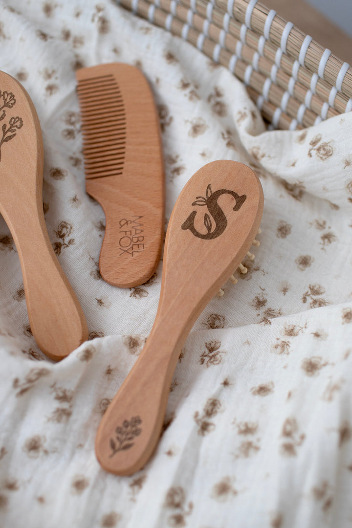 Mabel & Fox - Personalised Wooden Brush Set - Wildflower - Mabel & Fox