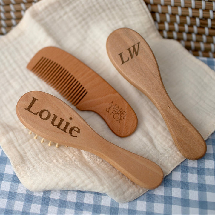 Mabel & Fox - Personalised Wooden Brush Set - Timeless Serif - Mabel & Fox