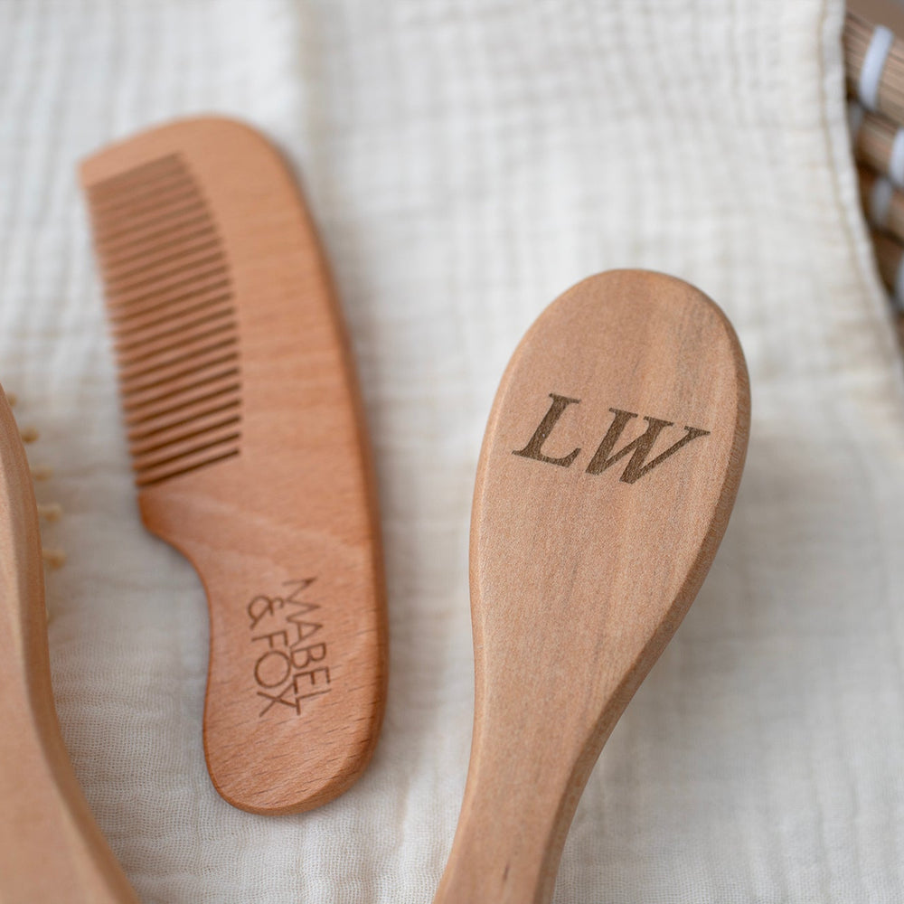Mabel & Fox - Personalised Wooden Brush Set - Timeless Serif - Mabel & Fox