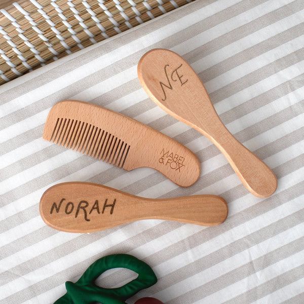 Mabel & Fox - Personalised Wooden Brush Set - Timeless Script - Mabel & Fox