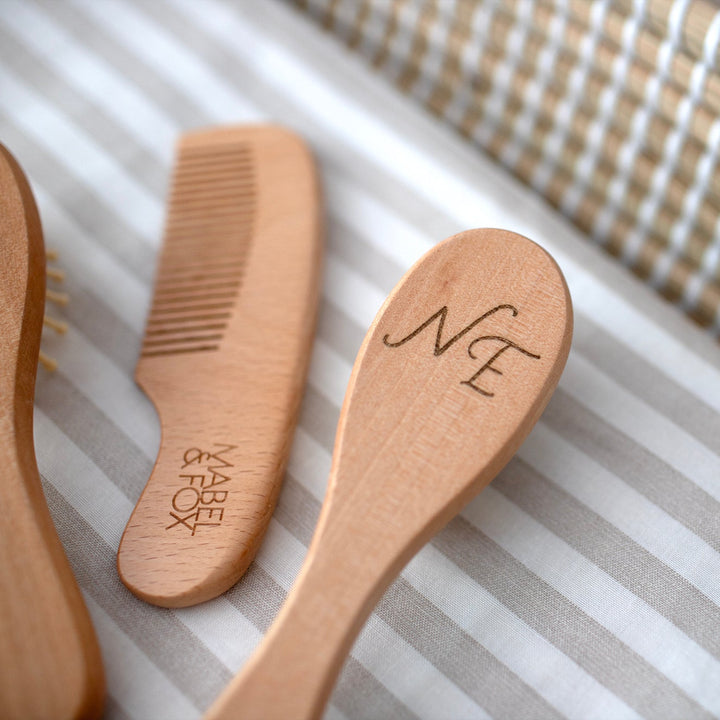 Mabel & Fox - Personalised Wooden Brush Set - Timeless Script - Mabel & Fox