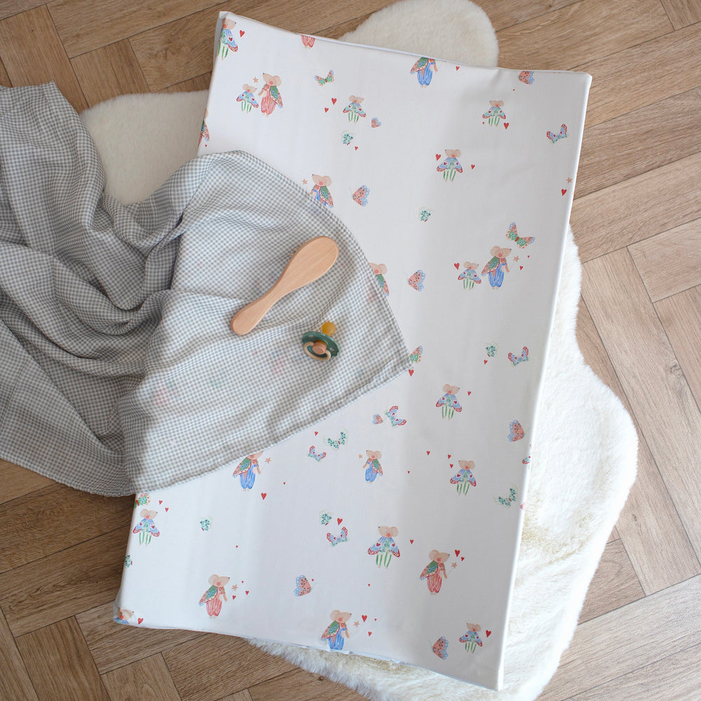 Mabel & Fox - Wedge Baby Changing Mat - Butterfly Mice - Mabel & Fox