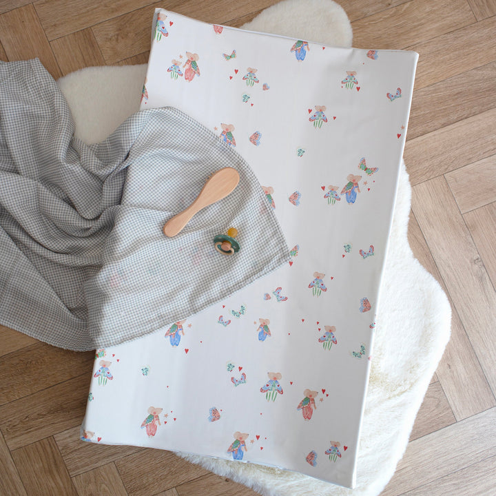 Mabel & Fox - Wedge Baby Changing Mat - Butterfly Mice - Mabel & Fox