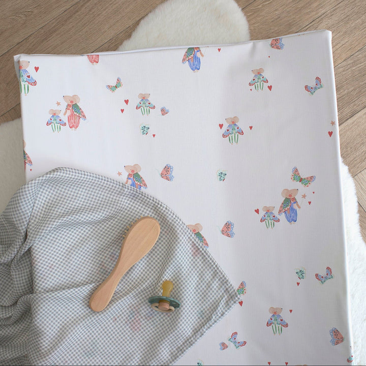 Mabel & Fox - Wedge Baby Changing Mat - Butterfly Mice - Mabel & Fox