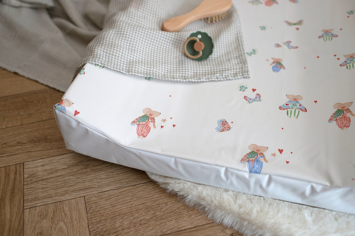 Mabel & Fox - Wedge Baby Changing Mat - Butterfly Mice - Mabel & Fox