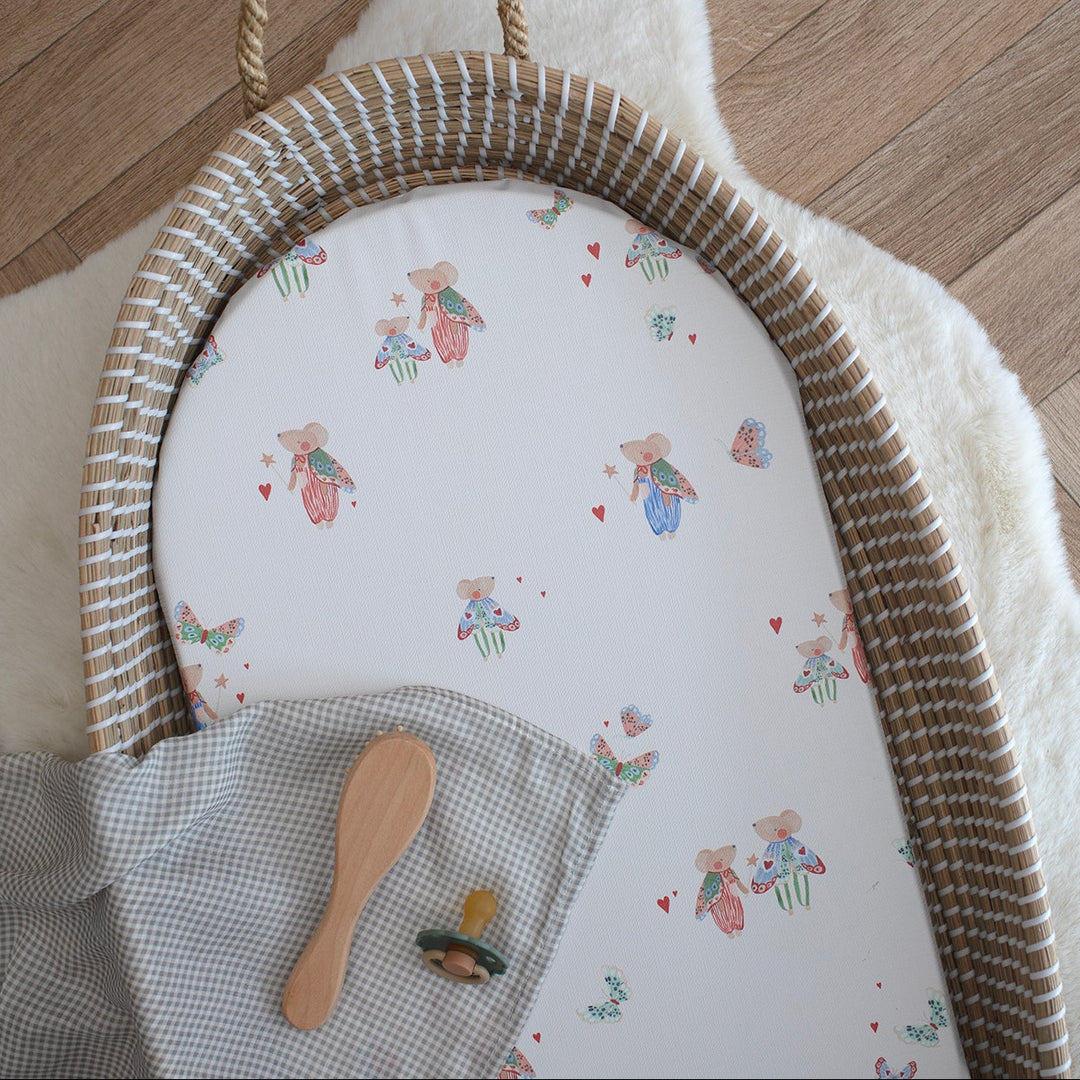 Mabel & Fox - Basket Changing Mat - Butterfly Mice - Mabel & Fox