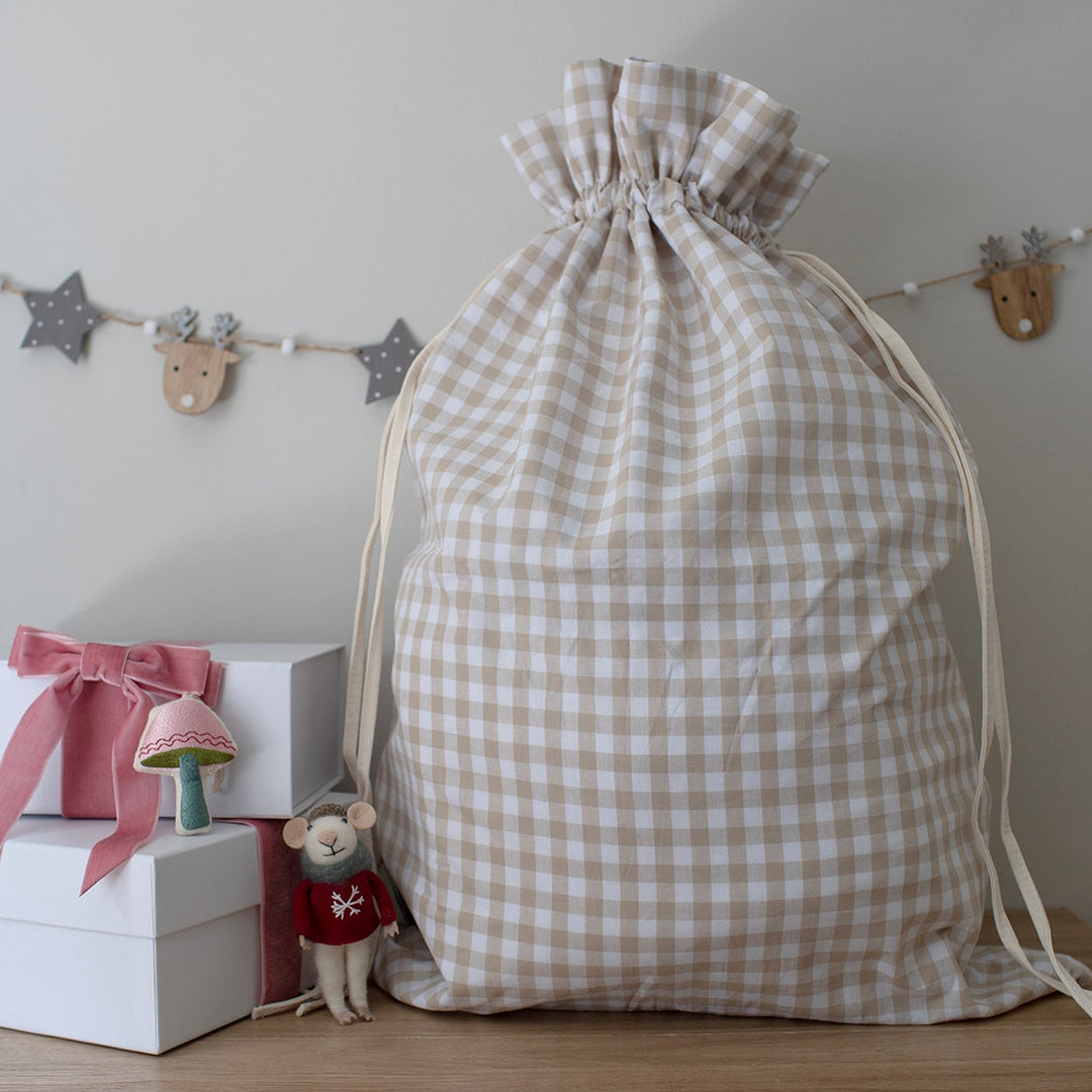 Mabel & Fox - Beige Gingham Gift Sack - Mabel & Fox