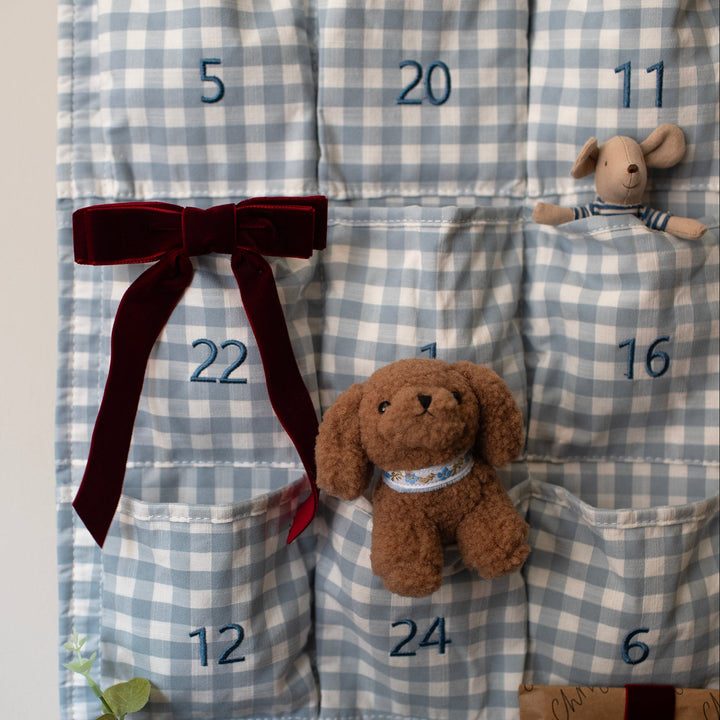 Mabel & Fox - Blue Gingham Advent Calendar - Embroidered