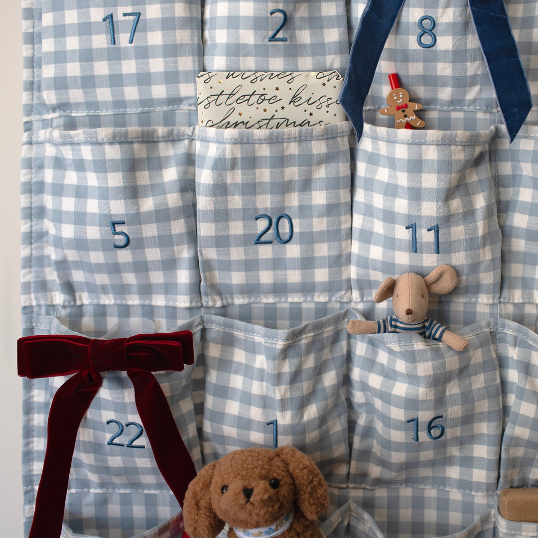 Mabel & Fox - Blue Gingham Advent Calendar - Embroidered