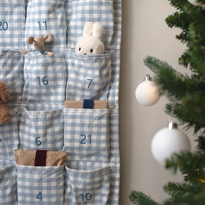 Mabel & Fox - Blue Gingham Advent Calendar - Embroidered