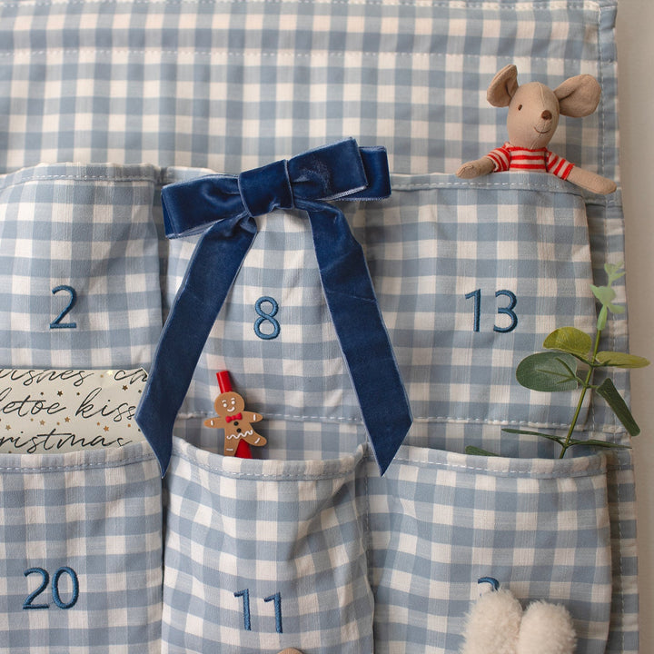 Mabel & Fox - Blue Gingham Advent Calendar - Embroidered