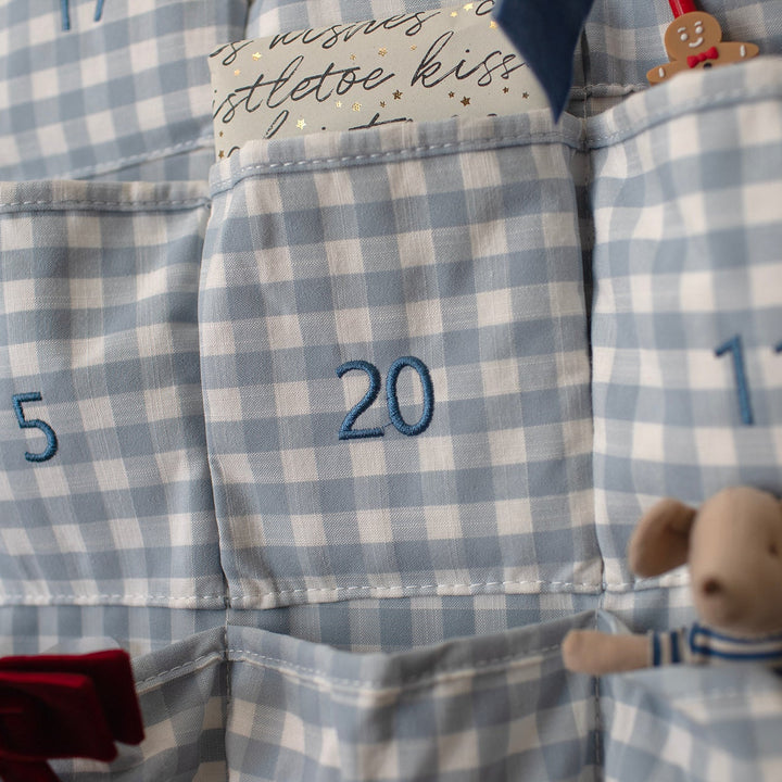 Mabel & Fox - Blue Gingham Advent Calendar - Embroidered