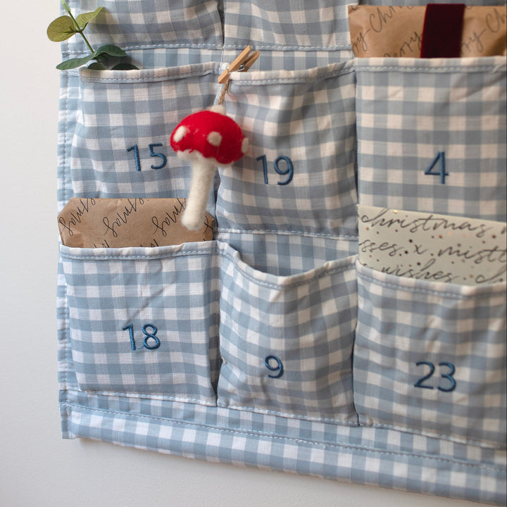 Mabel & Fox - Blue Gingham Advent Calendar - Embroidered