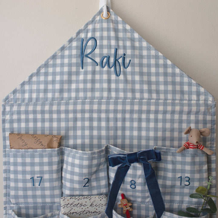 Mabel & Fox - Blue Gingham Advent Calendar - Embroidered