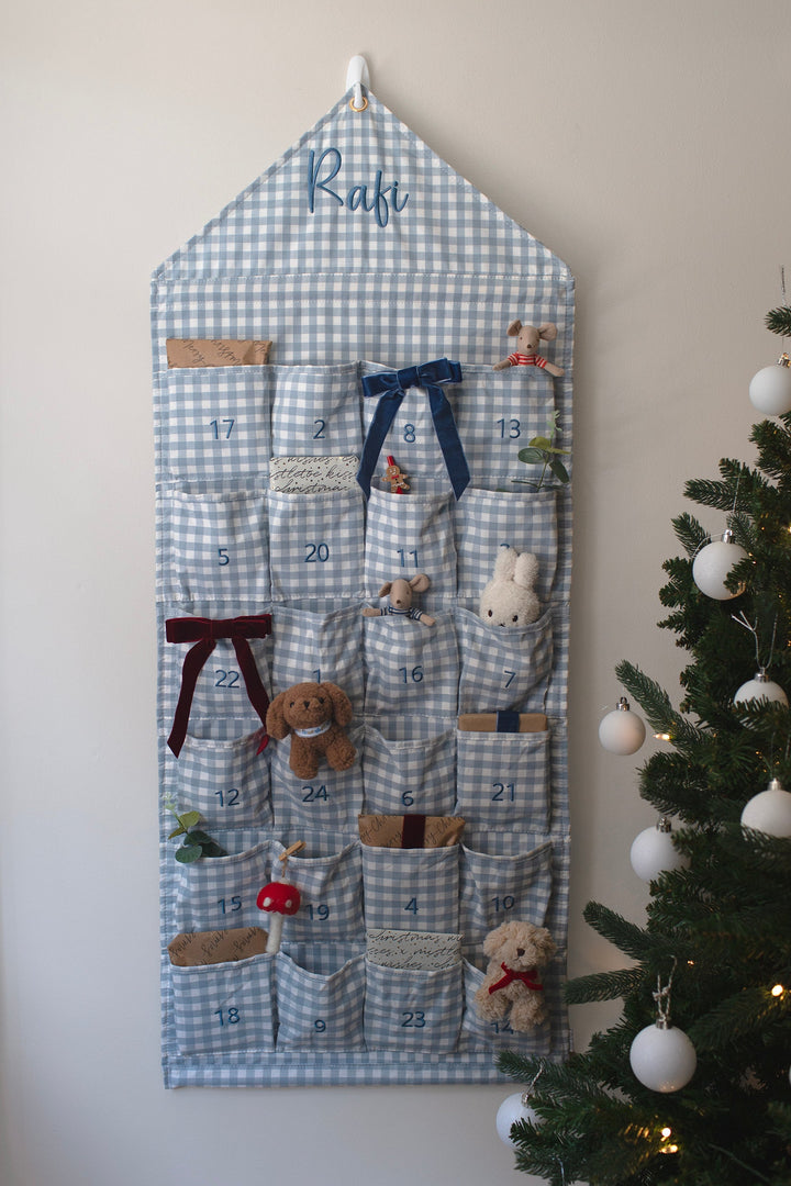 Mabel & Fox - Blue Gingham Advent Calendar - Embroidered