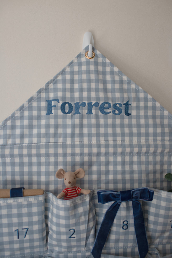 Mabel & Fox - Blue Gingham Advent Calendar - Embroidered