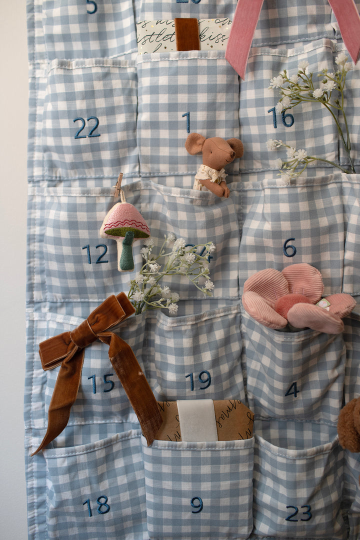 Mabel & Fox - Blue Gingham Advent Calendar - Embroidered