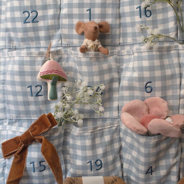 Mabel & Fox - Blue Gingham Advent Calendar - Embroidered