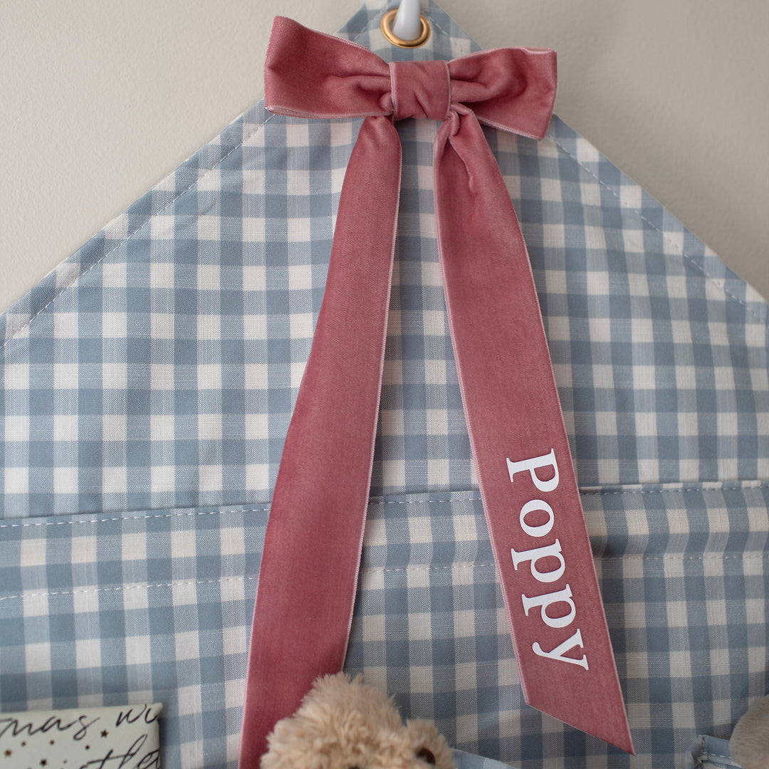 Mabel & Fox - Personalised Blue Gingham Advent Calendar - Velvet Bow