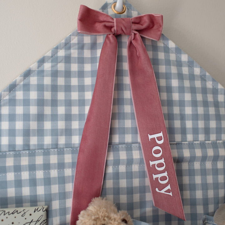 Mabel & Fox - Personalised Blue Gingham Advent Calendar - Velvet Bow