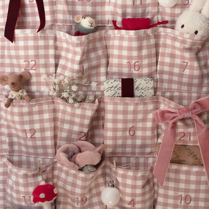 Mabel & Fox - Personalised Pink Gingham Advent Calendar - Velvet Bow