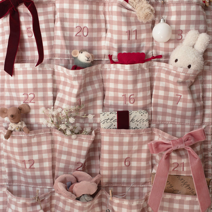 Mabel & Fox - Personalised Pink Gingham Ruffle Advent Calendar - Embroidered