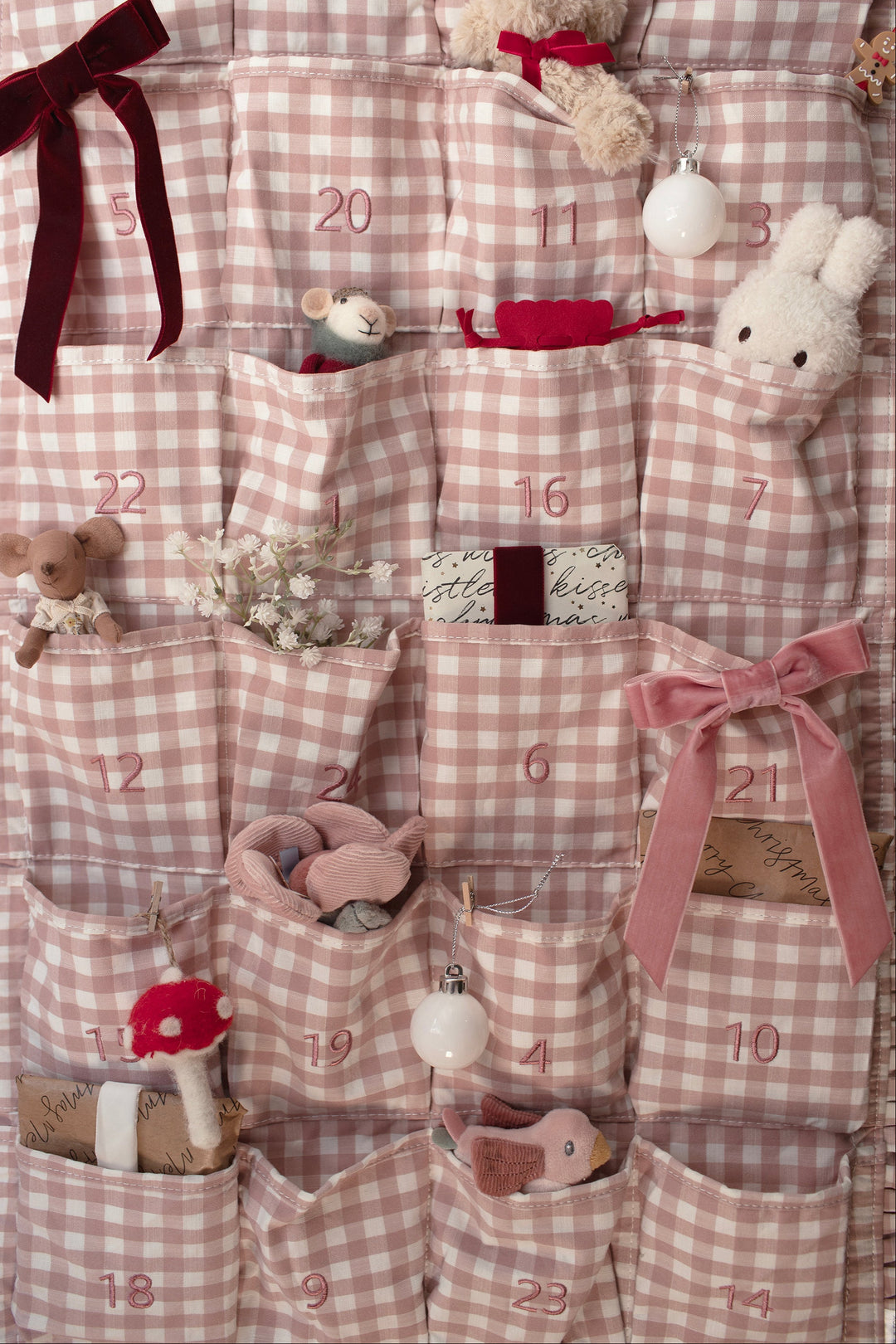 Mabel & Fox - Personalised Pink Gingham Advent Calendar - Embroidered