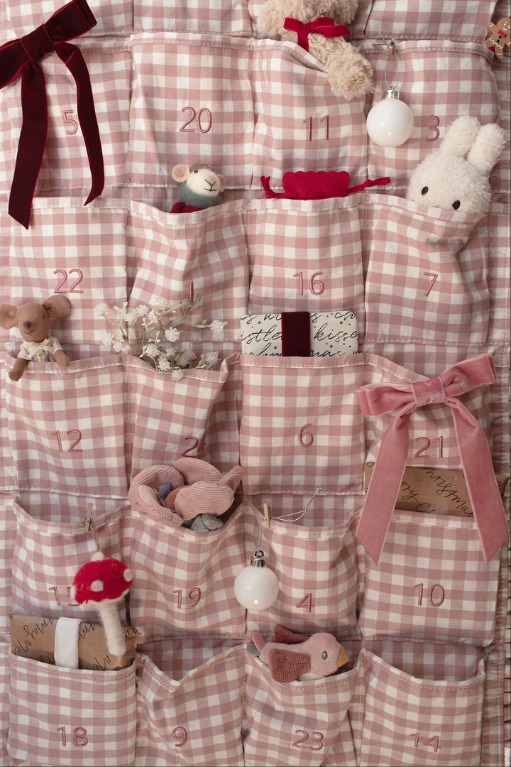 Mabel & Fox - Personalised Pink Gingham Advent Calendar - Embroidered