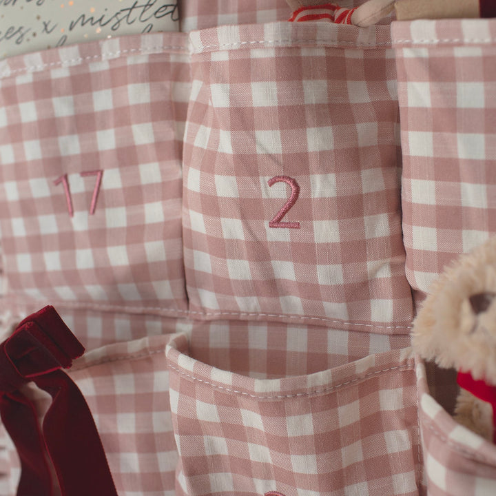 Mabel & Fox - Personalised Pink Gingham Ruffle Advent Calendar - Embroidered