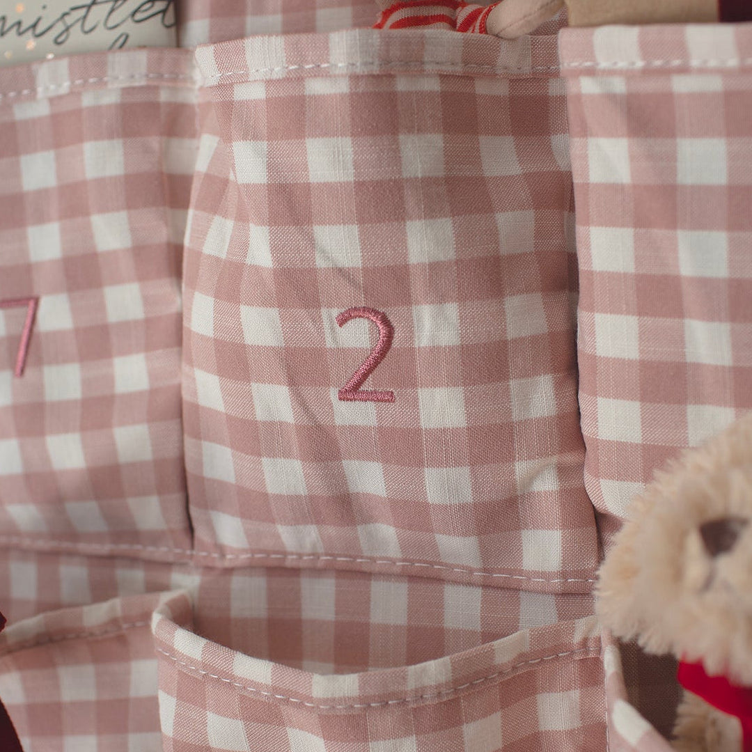 Mabel & Fox - Personalised Pink Gingham Advent Calendar - Embroidered