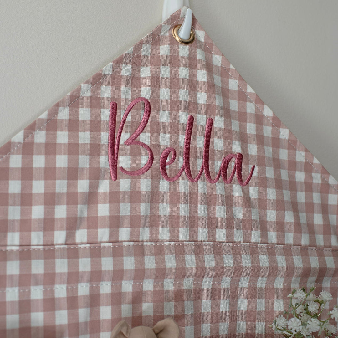 Mabel & Fox - Personalised Pink Gingham Ruffle Advent Calendar - Embroidered